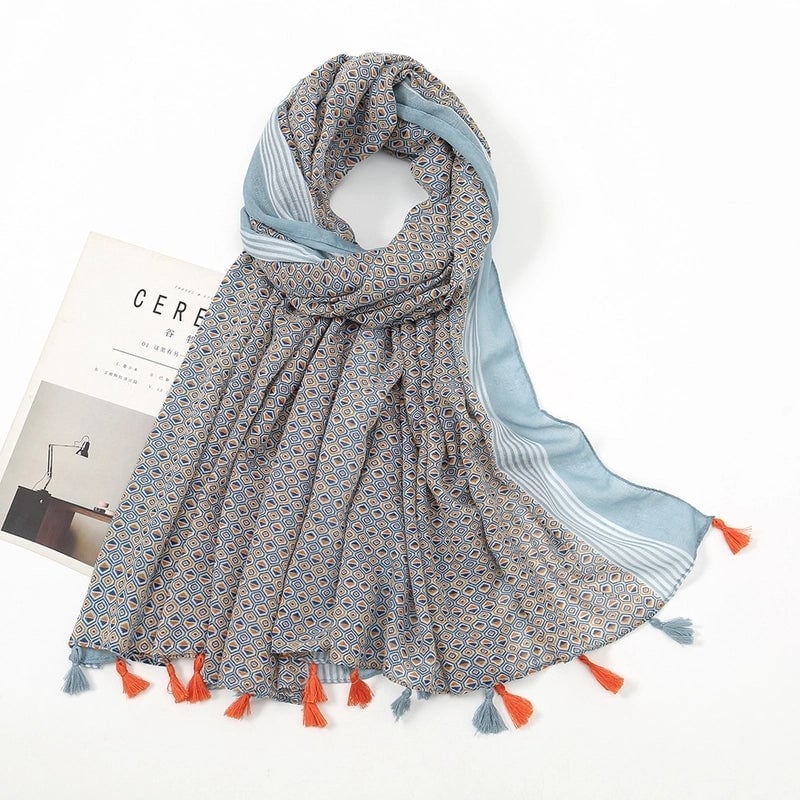 Women'S Bohemian Geometric Cotton And Linen Scarf