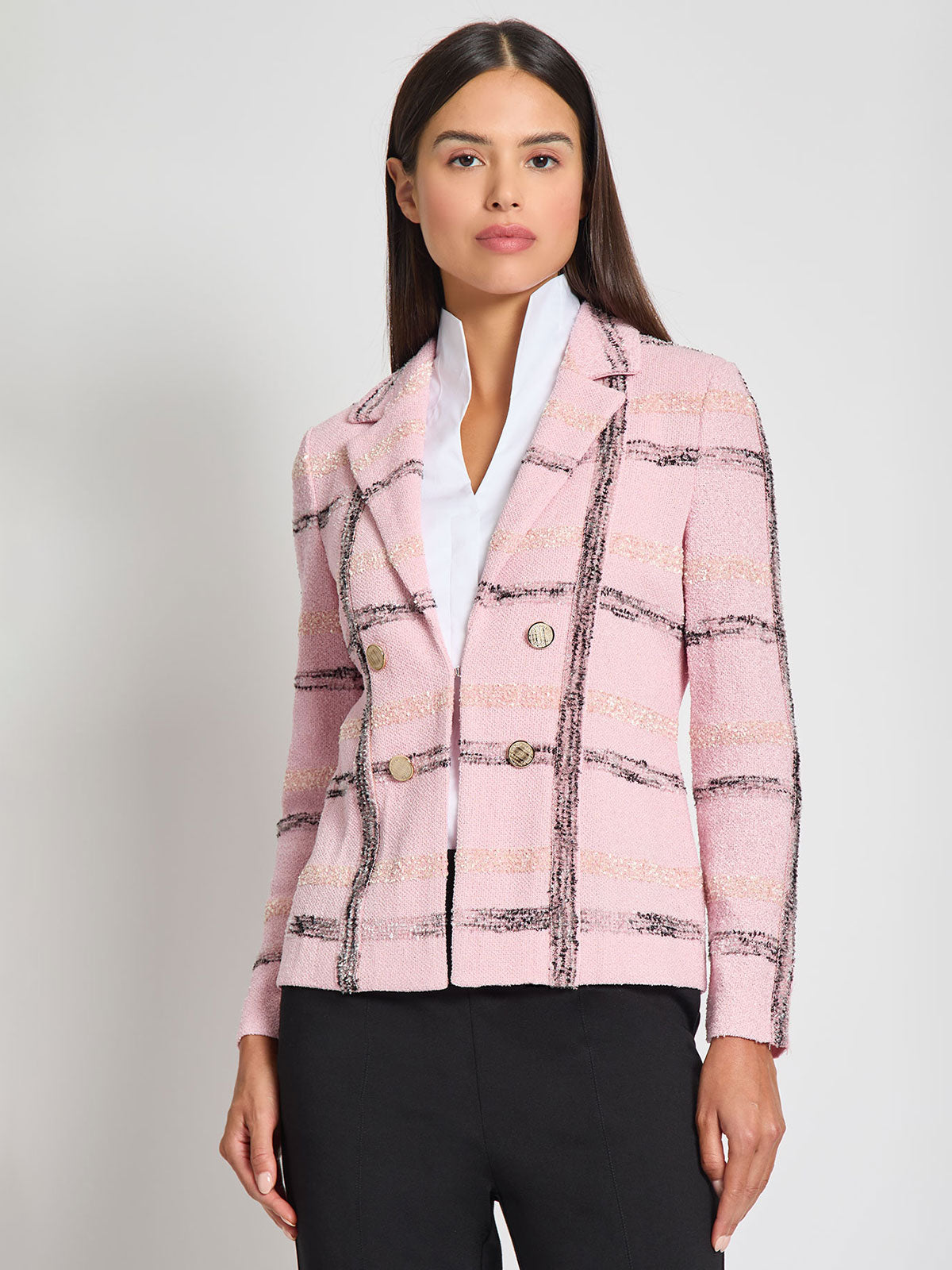 Tailored Plaid Knit Jacket - Vanity Fit