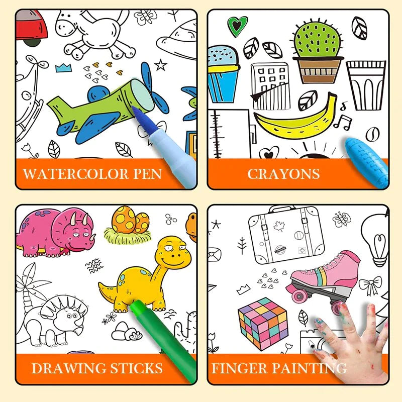 KIDS DIY DRAWING PAPER ROLL SHEET + FREE MARKERS