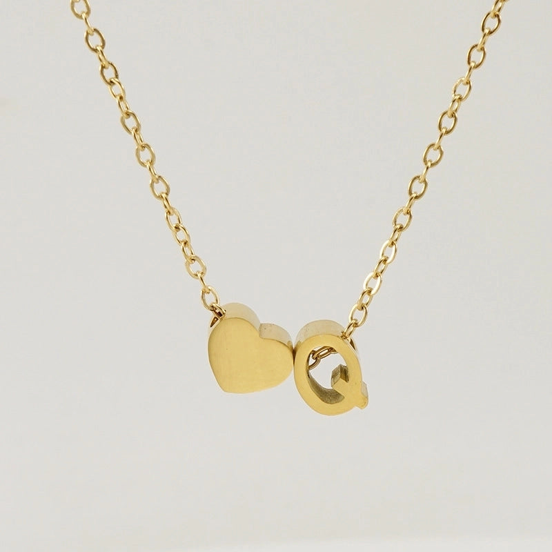 Fashion Letter Heart Shape 304 Stainless Steel 18K Gold Plated Gold Plated Stainless Steel Necklaces