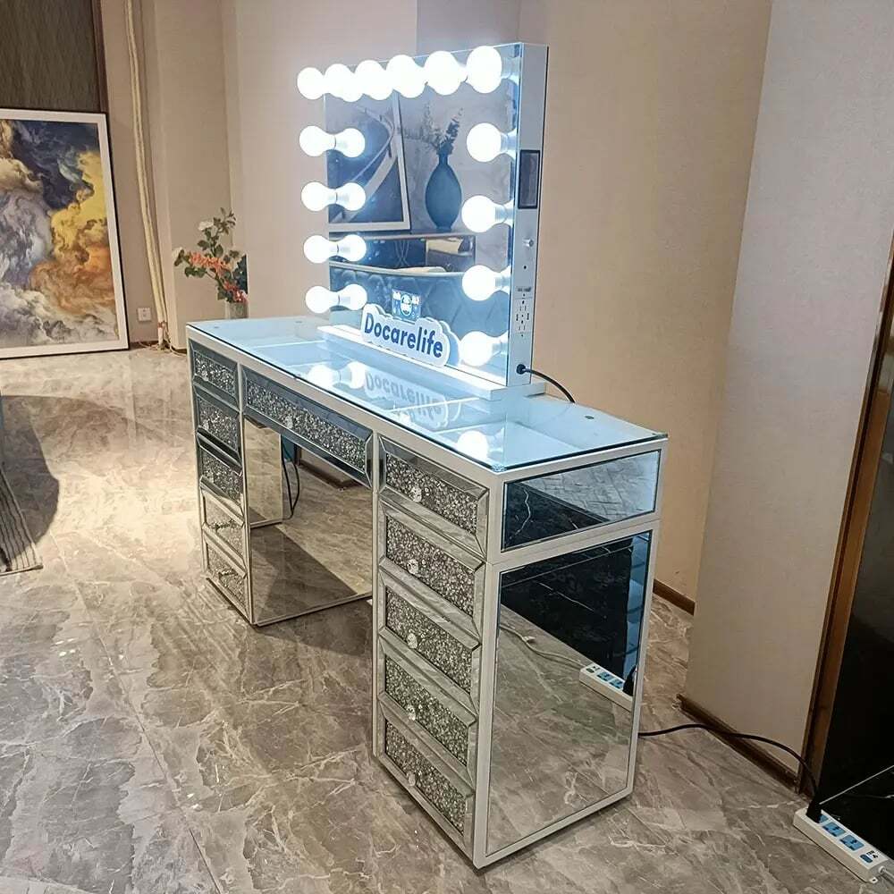 🔥Limited Sale🔥 Vanity Table with Hollywood Mirror