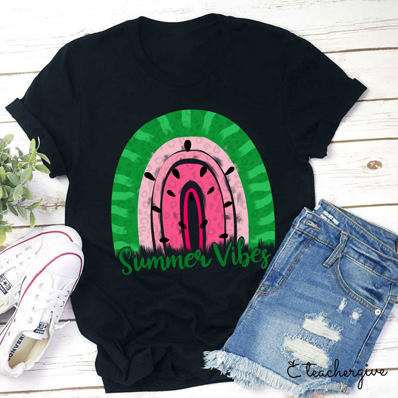 Watermelon Summer Vibes Teacher T-Shirt