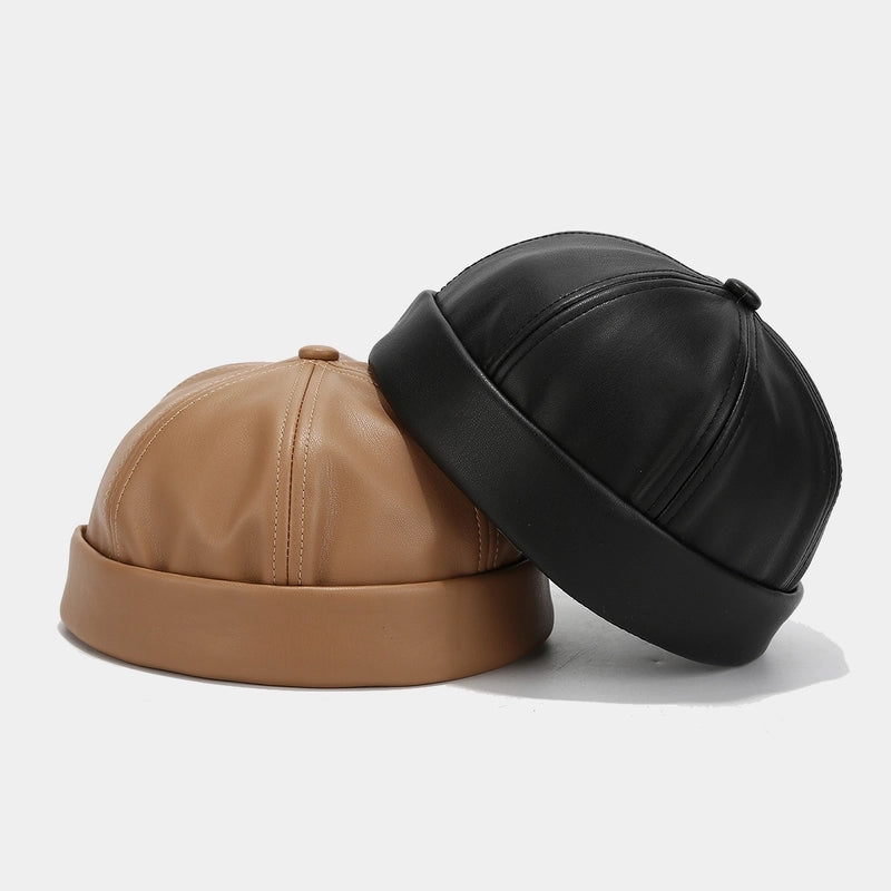 Unisex Retro Classic Style Solid Color Eaveless Chinese Landlord Hat Beanie Hat