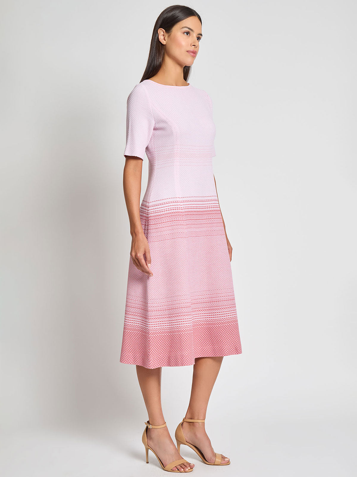 A-Line Ombre Pattern Midi Knit Dress - Modern Fit