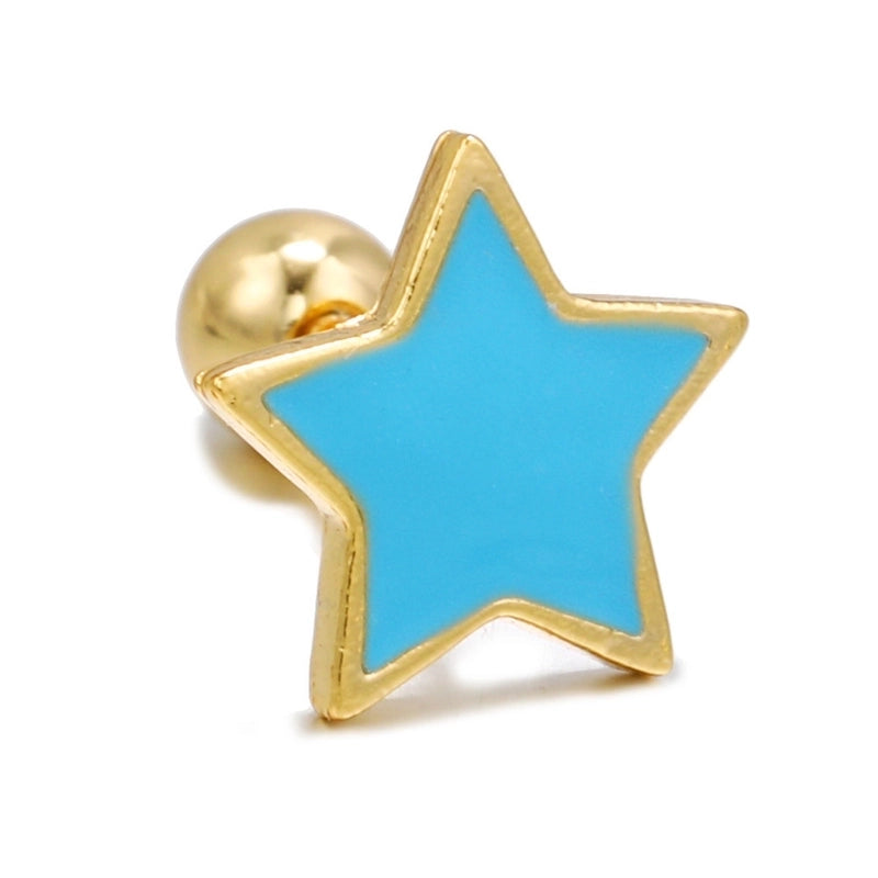 Ear Cartilage Rings & Studs Minimalist Star Brass No Inlaid