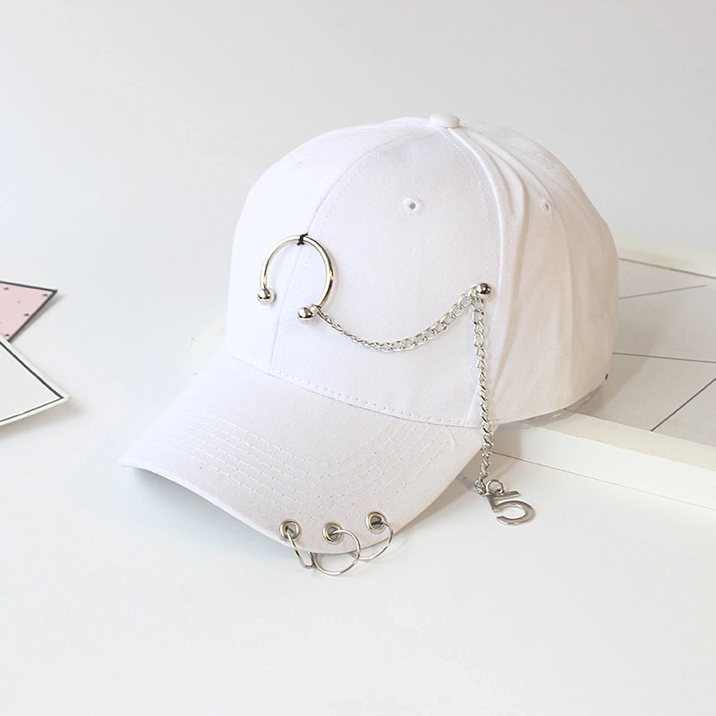 Hat Women's Korean Style Personality Chain Iron Ring Cap Student Children's Baseball Cap Spring And Summer Parent-Child Sunshade