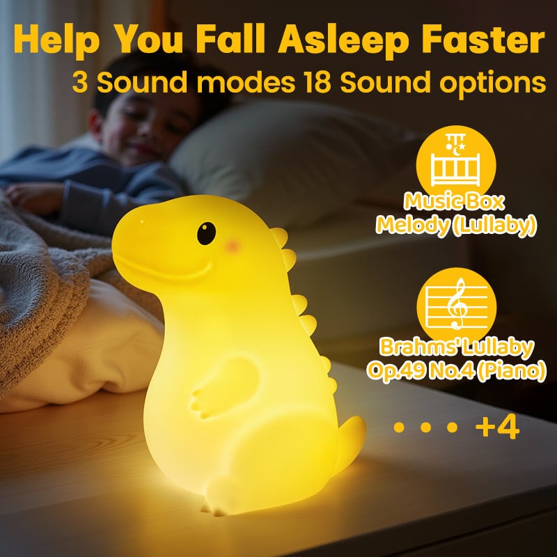 Squishy Silicone Smiley Giant Dinosaur LED Night Light - Perfect Gift for Kids and Girls