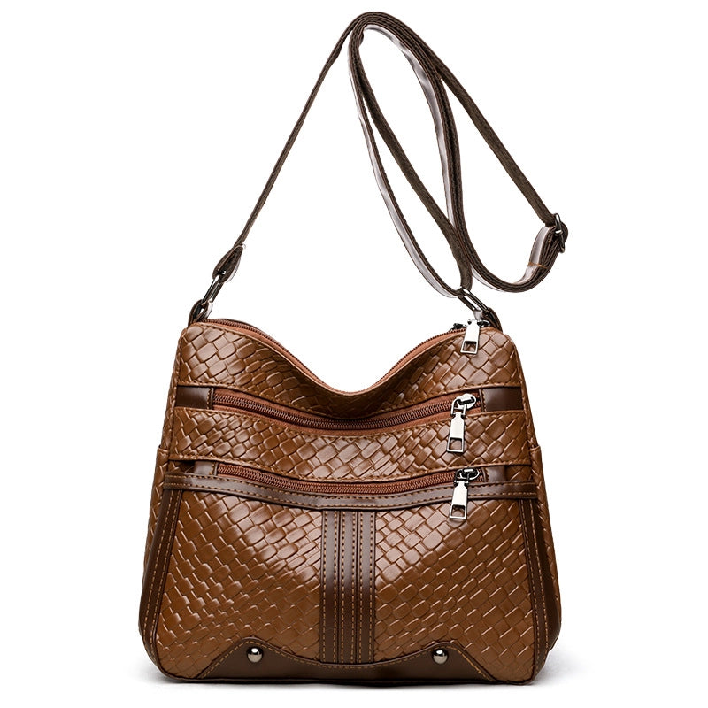 Women's Medium Pu Leather Solid Color Basic Square Zipper Shoulder Bag Crossbody Bag