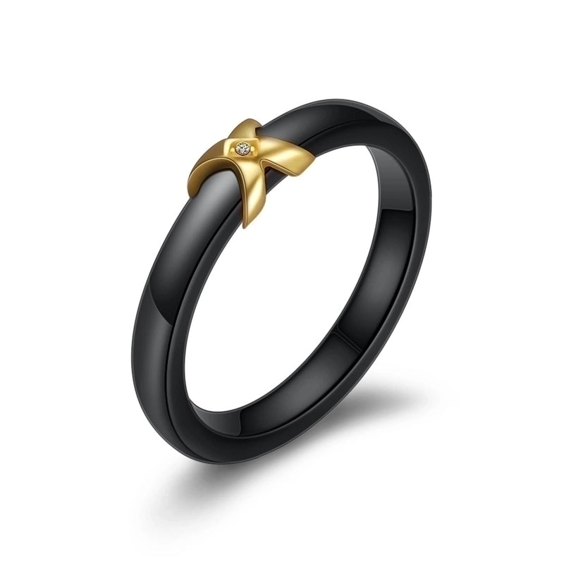 Geometric Titanium Steel Artificial Gemstones Stainless Steel Rings