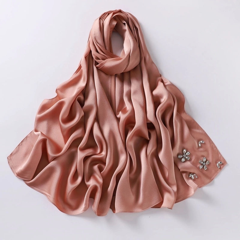 Women's Minimalist Solid Color Flower Chiffon Diamond Kerchief