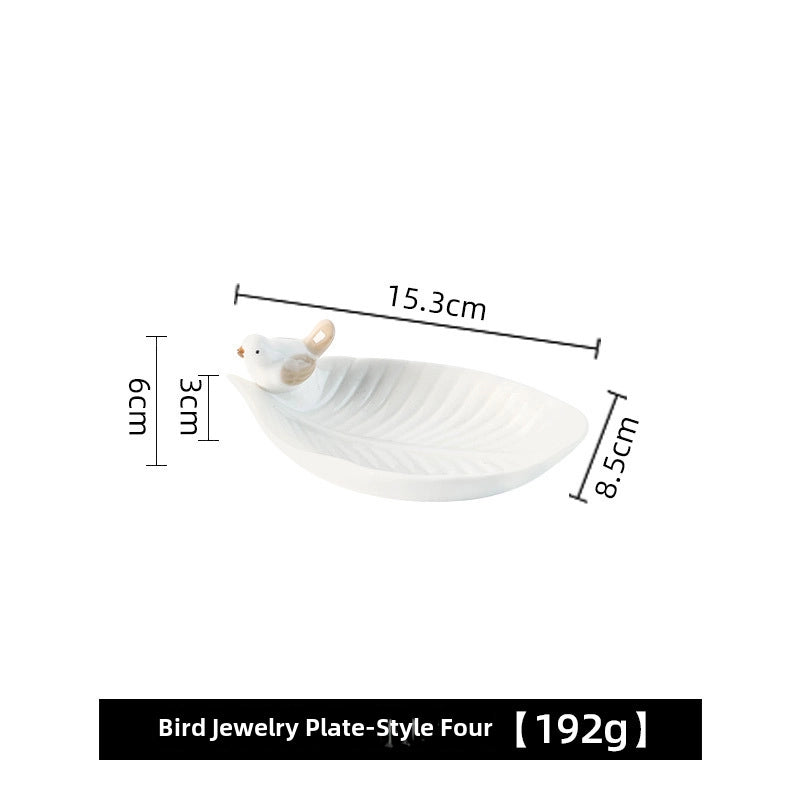 Bird Dim & Sum Plate Ceramic Jewelry Storage Plate Creative Cute Storage Rack Soap Dish Light Luxury High-end Plate