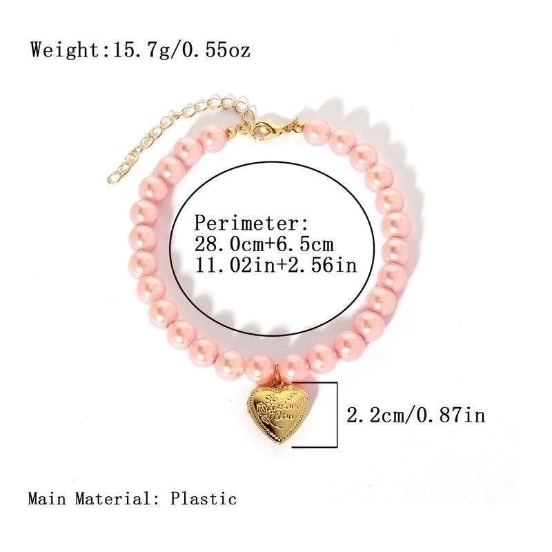 Ig Style Cute Plastic Heart Shape Beaded Pet Collar