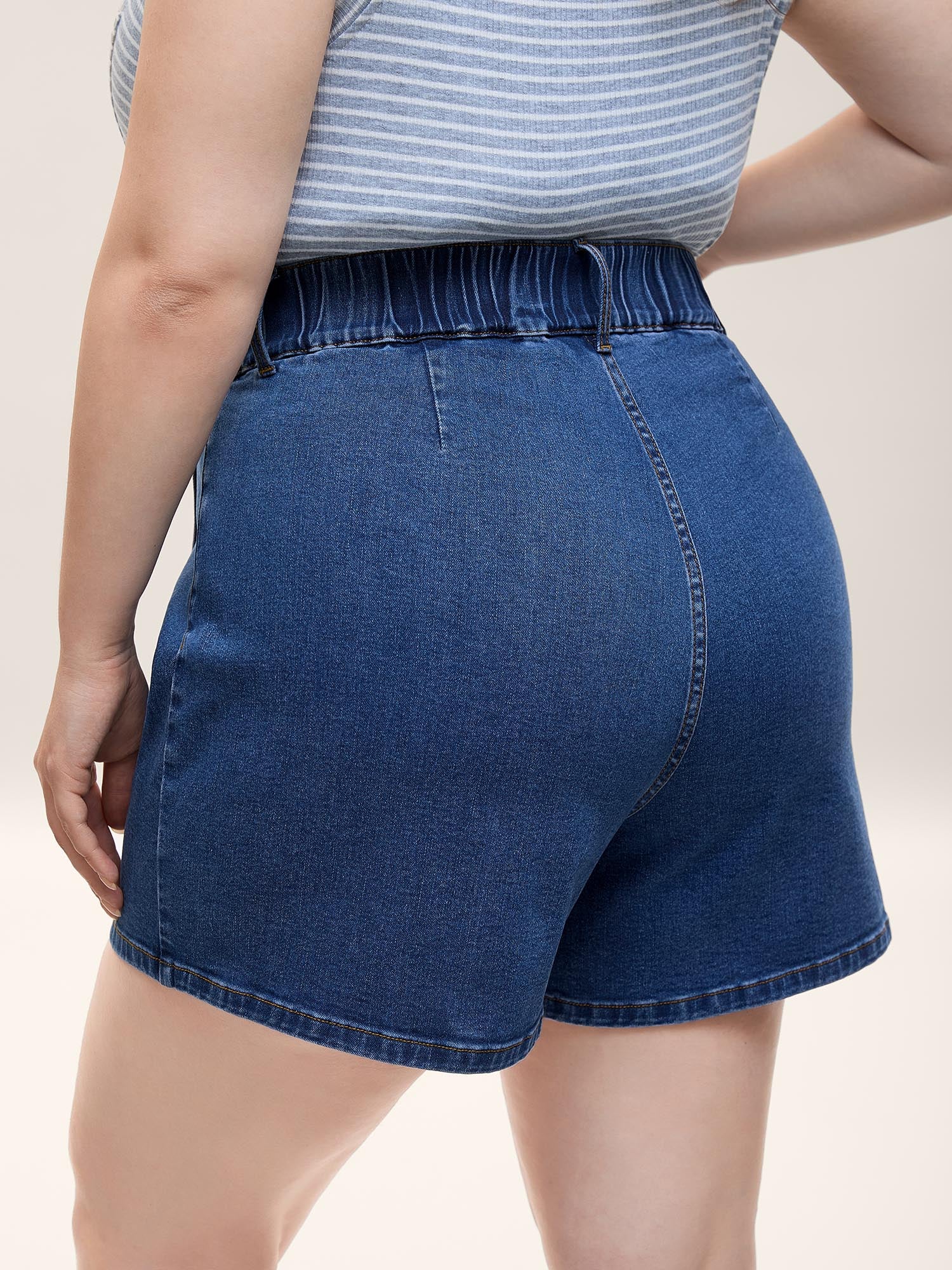 Wrap Front Button Detail Denim Skort