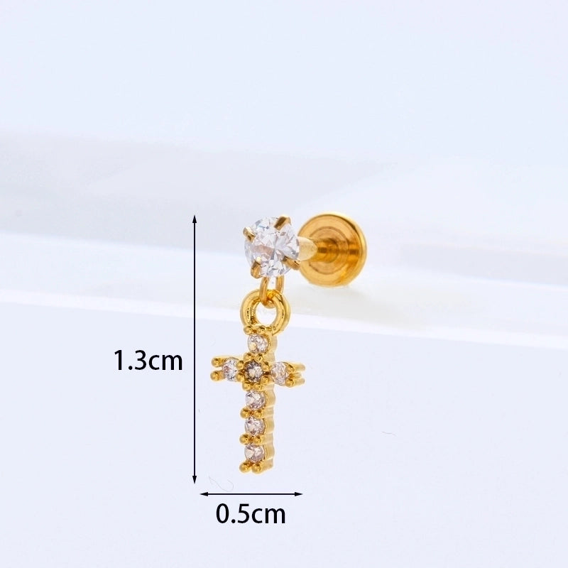 Ear Cartilage Rings & Studs Flower 316L Stainless Steel  Copper Inlaid Zircon