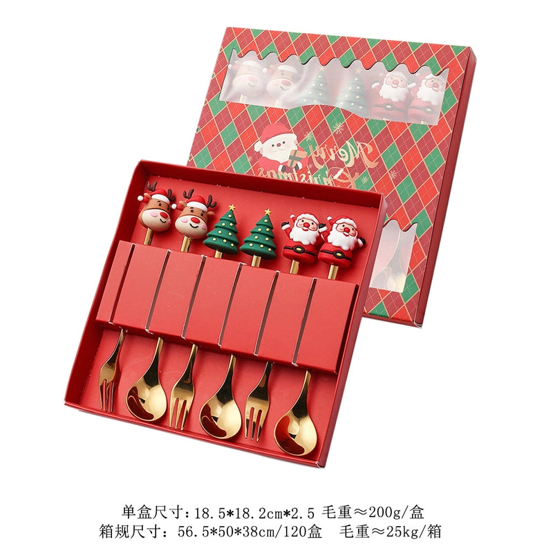 Christmas Cute Cartoon Stainless Steel Tableware 1 Set