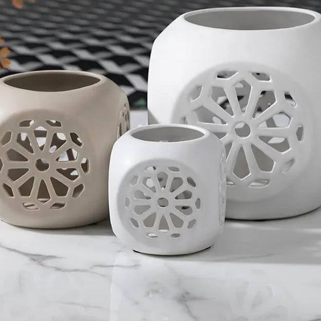 Fiore Ceramic Tealight Holder Small - White