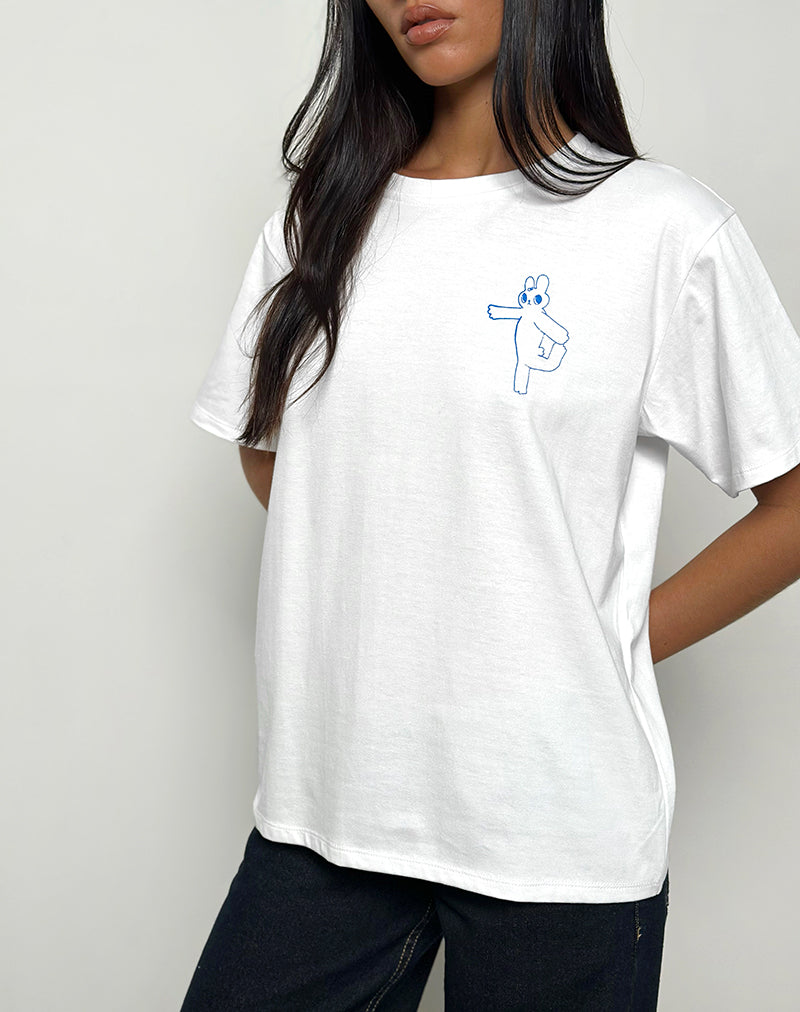 Oversize Basic Tee in White with Doing My Best Graphic
