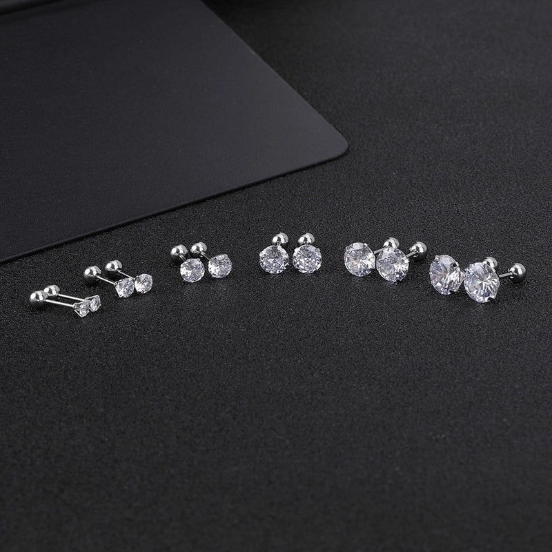 1 Pair Minimalist Geometric 304 Stainless Steel Zircon Ear Studs