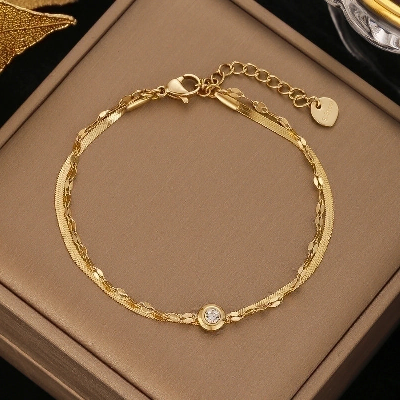 Minimalist Geometric Stainless Steel Plating Inlay Artificial Pearls Bracelets
