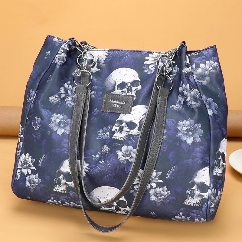 Halloween Women's Oxford Cloth Geometric Ghost Punk Zipper Underarm Bag