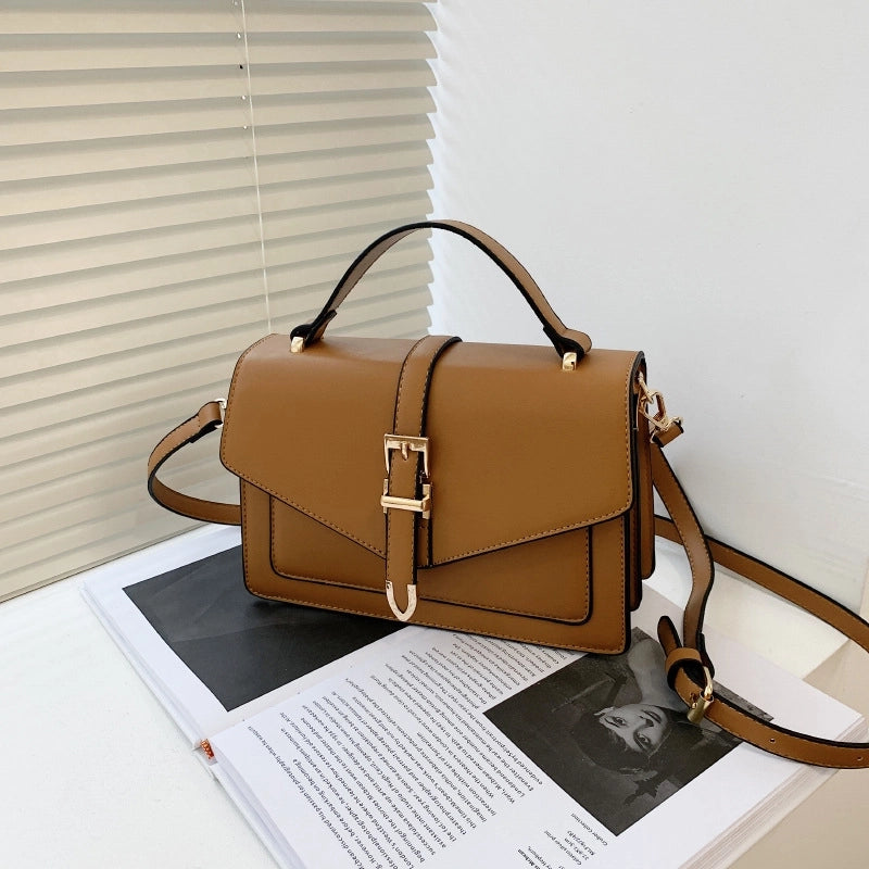 Women's Small Pu Leather Solid Color Classic Style Flip Cover Crossbody Bag