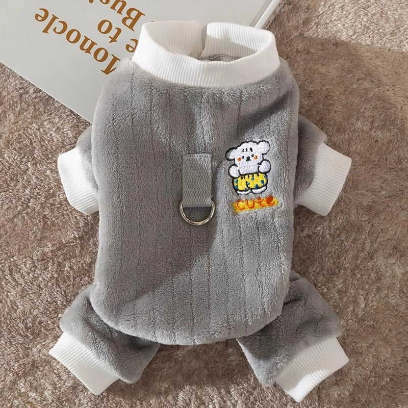 Cute Flannel Animal Solid Color Pet Clothing