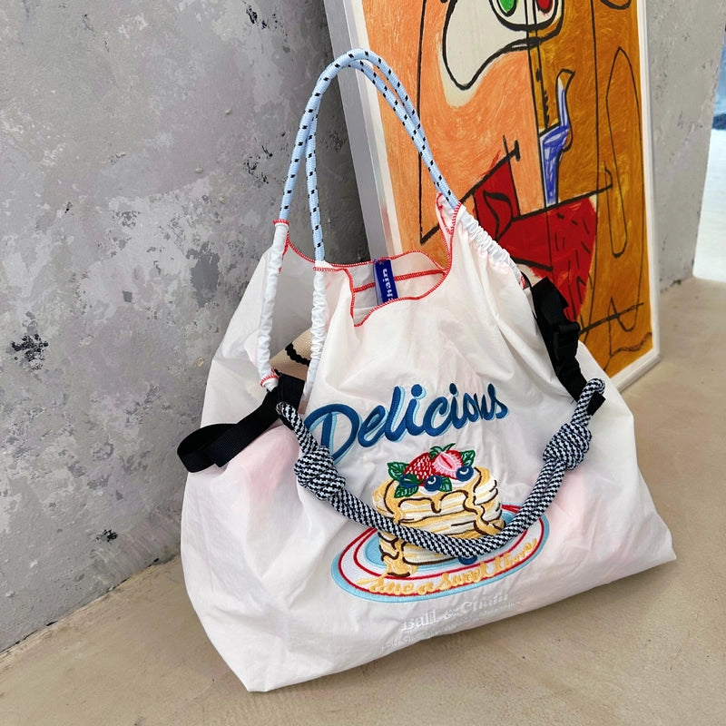 Women's Large Nylon Animal Donuts Basic Classic Style Square Open Shopping Bags