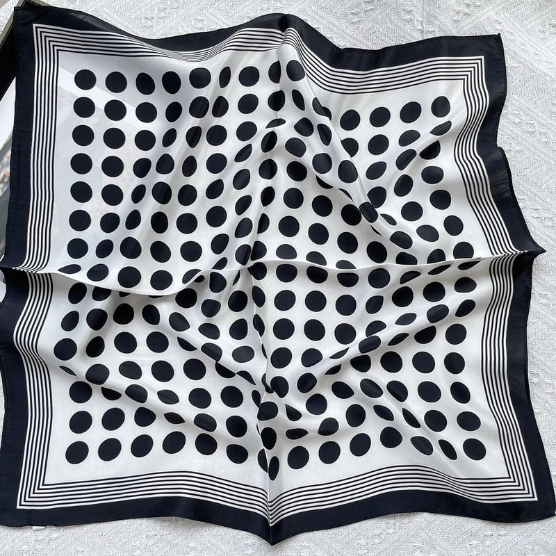 Silk Scarf Women's Spring Fashion Striped Silk Scarf 70 Square Scarf Advanced Sunscreen Scarf