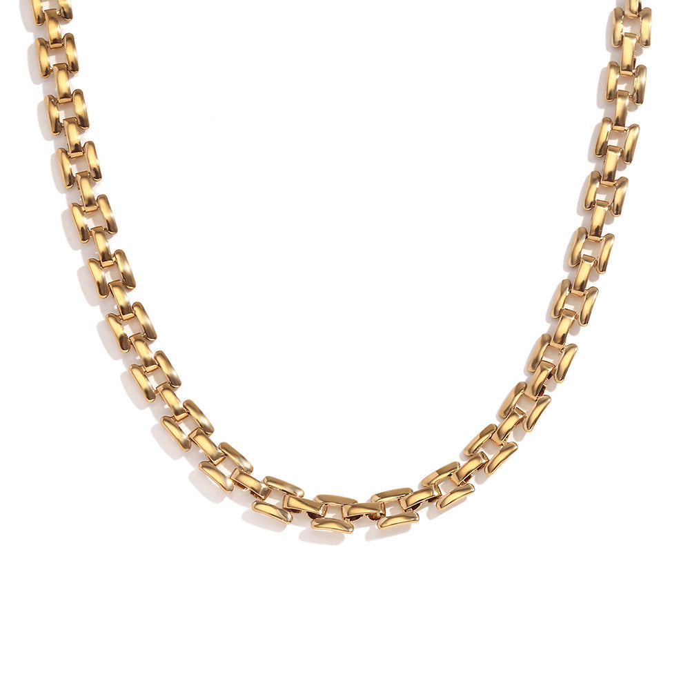 Minimalist Quadrilateral Circle Geometric Stainless Steel 18K Gold Plated Necklaces