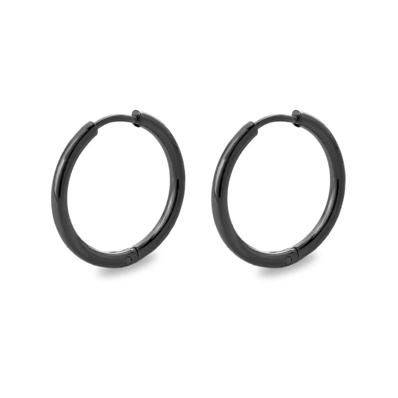 Minimalist Solid Color Stainless Steel Hoop Earrings 1 Pair