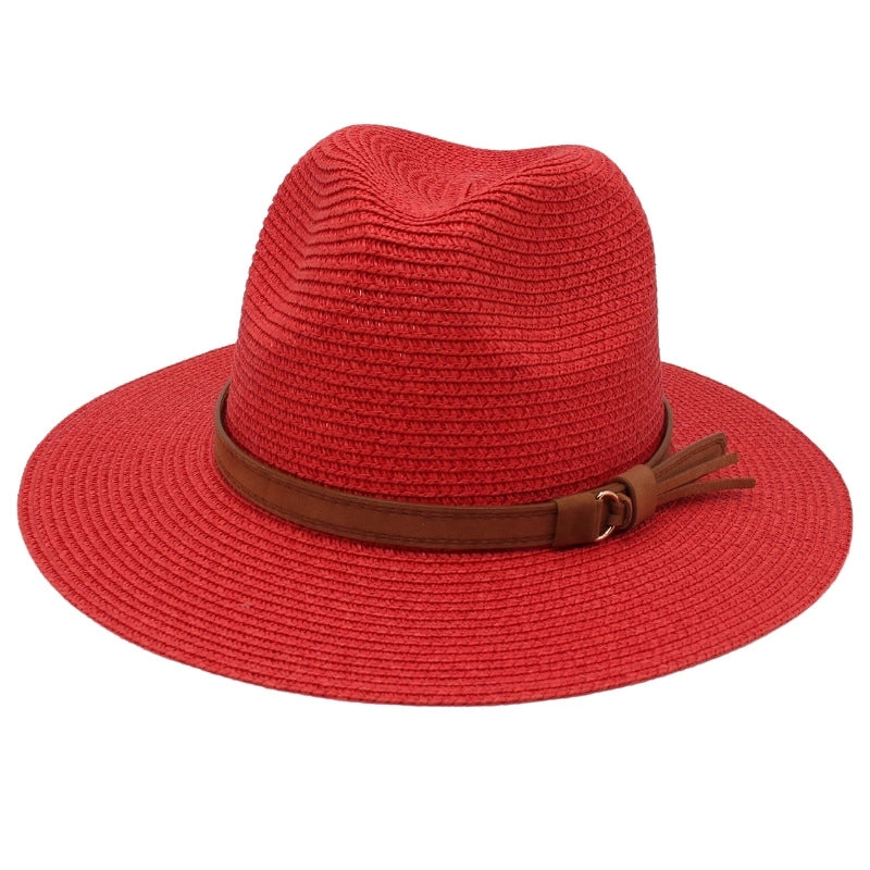 Unisex Pastoral Solid Color Wide Eaves Straw Hat