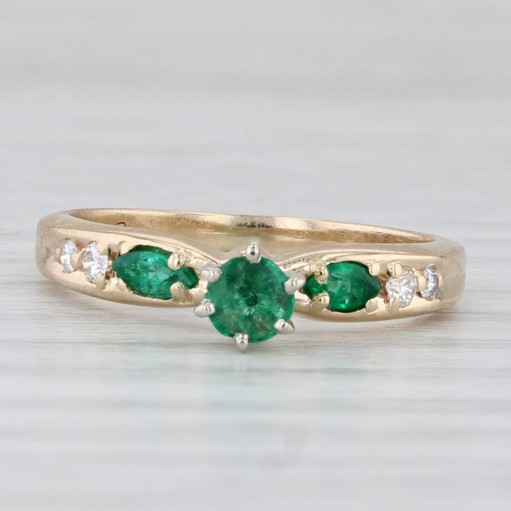 0.27ctw Emerald Diamond Ring 14k Yellow Gold Size 5 Engagement