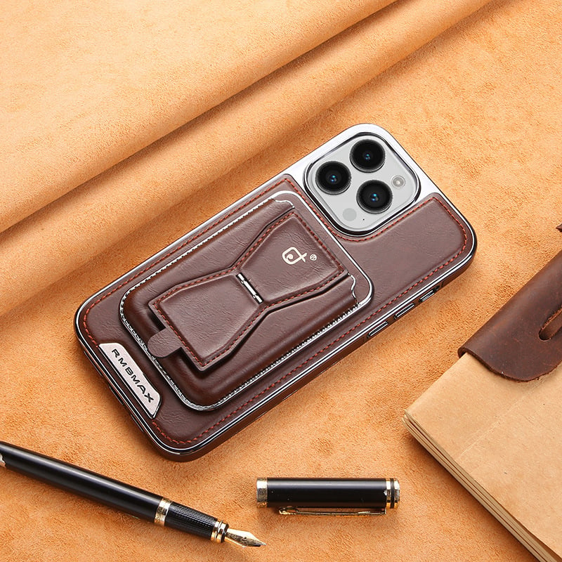 Luxurious Leather Magnetic iPhone Case with Removal Card Holder