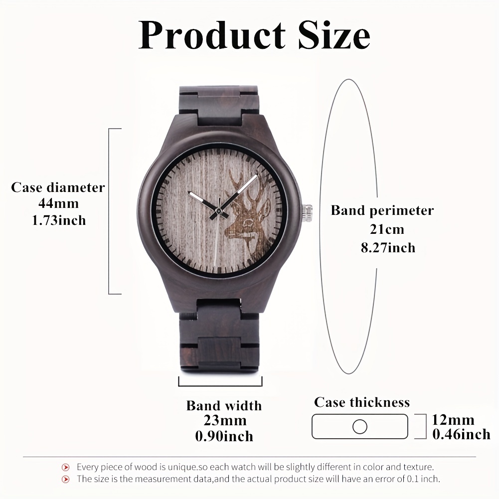 Unique Elk Carved Men's Watch Wooden Watch Nice Gift