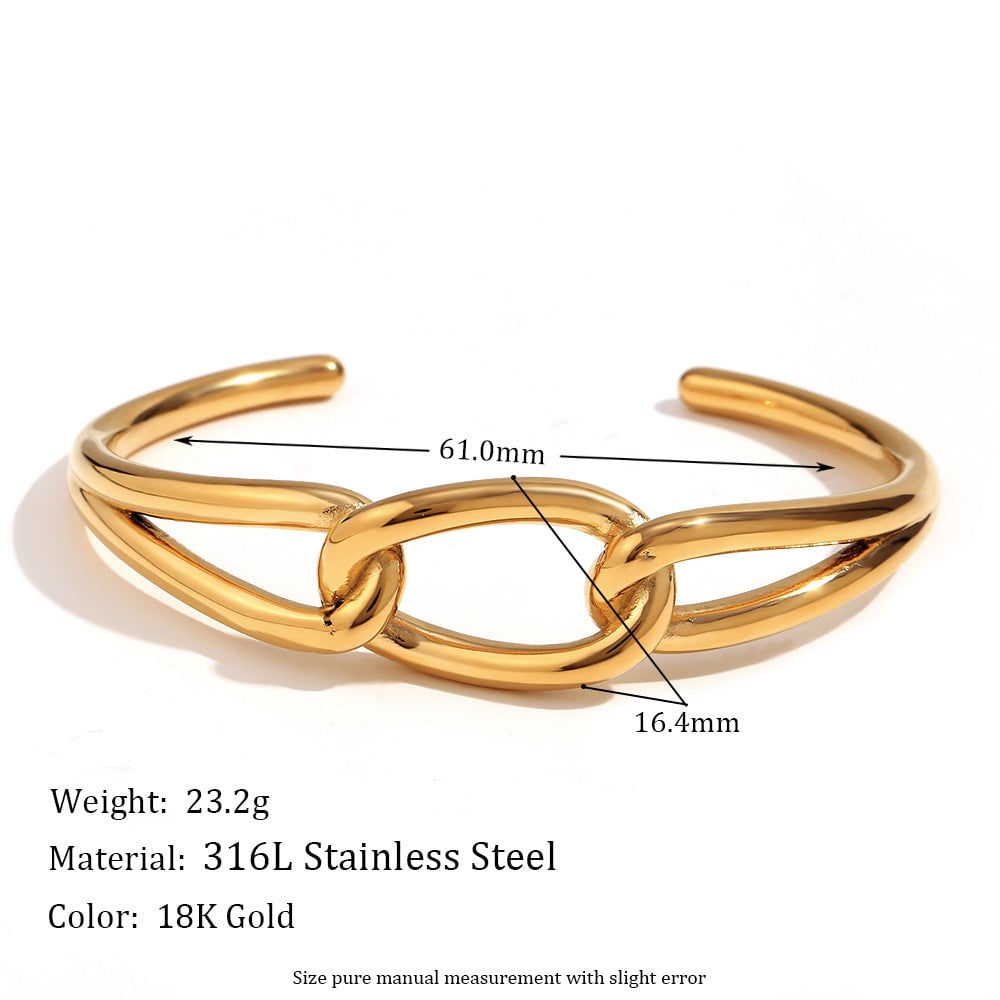 5 Pieces Minimalist Circle Stainless Steel 18K Gold Plated Bangles