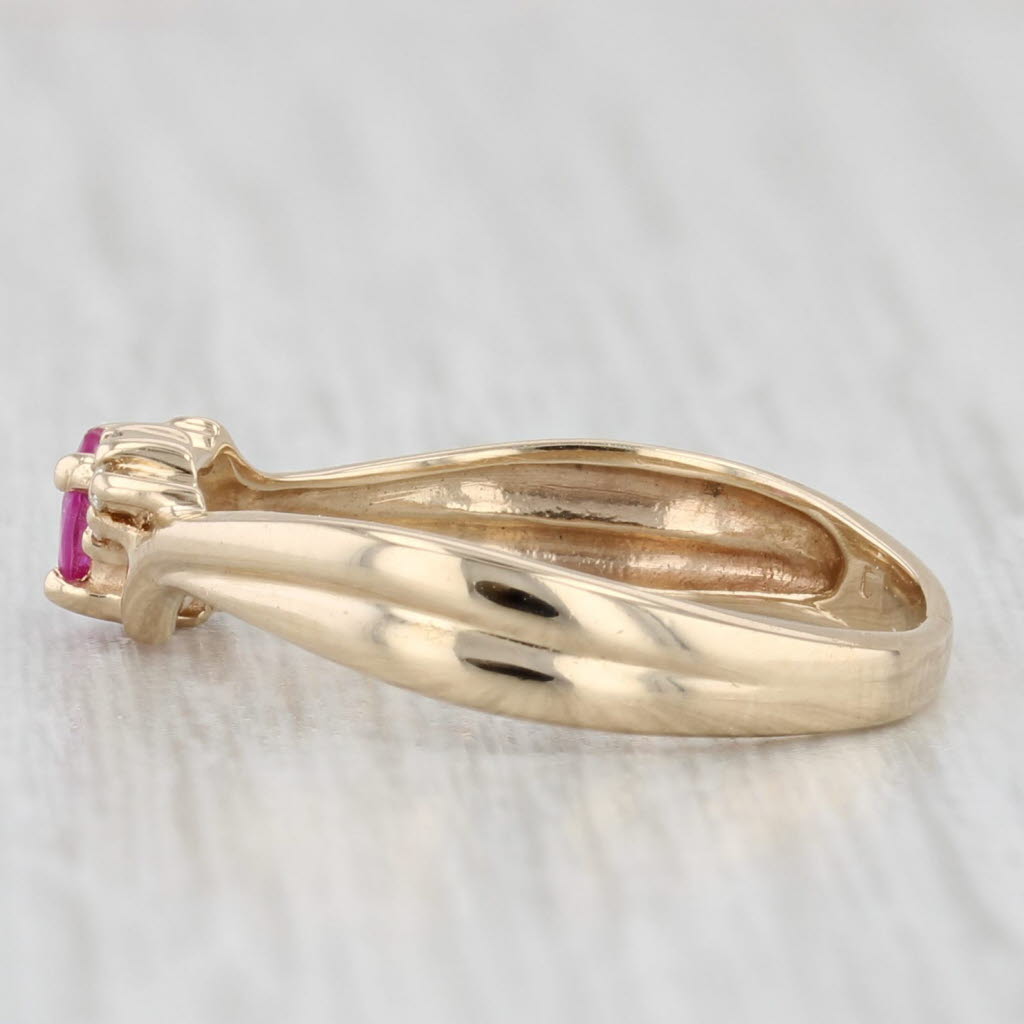 0.28ctw Oval Pink Sapphire Cubic Zirconia Ring 14k Yellow Gold Size 4.75
