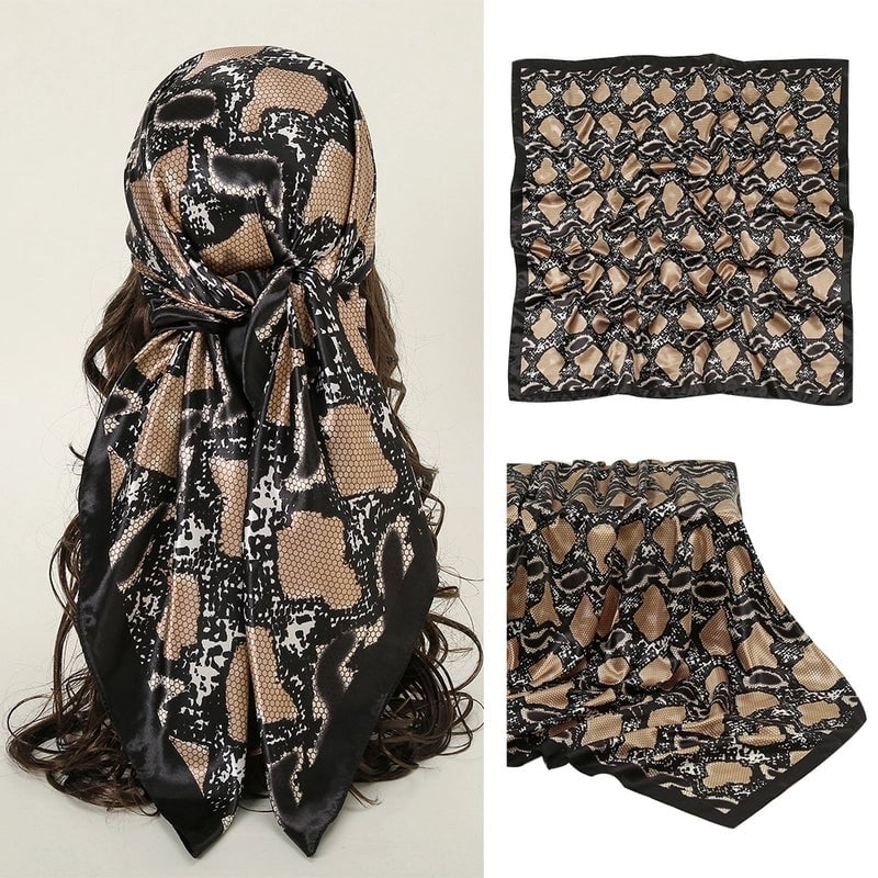 Women's Sweet Pastoral Flower Satin Silk Scarf Kerchief