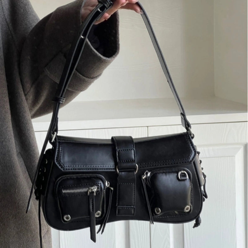 Women's Medium All Seasons Pu Leather Solid Color Streetwear Square Zipper Underarm Bag