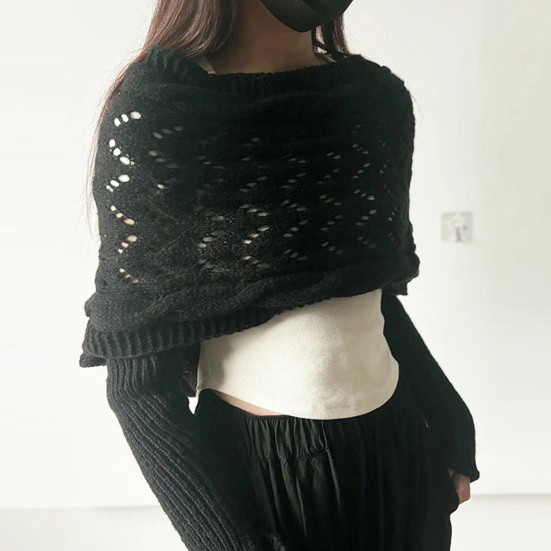 Unisex Streetwear Solid Color Deer Plush Hollow Out Shawl
