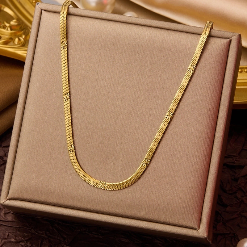 Elegant Minimalist Geometric Flower Bow Knot Titanium Steel Plating Pendant Necklace
