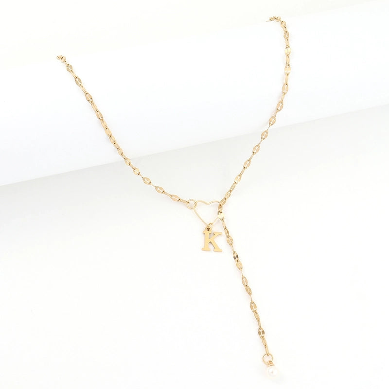 Elegant Minimalist Classic Style Letter Heart Shape 201 Stainless Steel 304 Stainless Steel Artificial Pearl Stainless Steel Necklaces