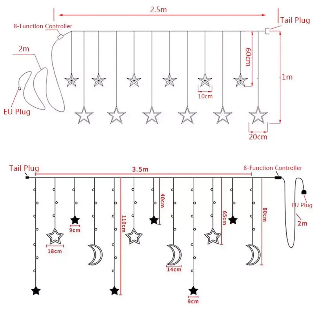 Star Led Curtain String light