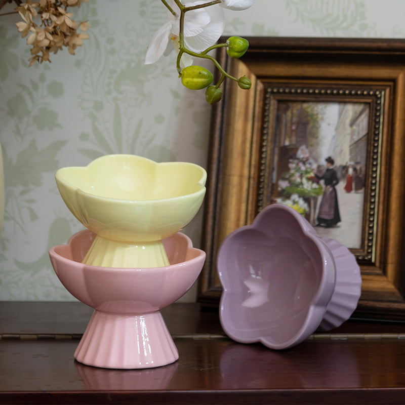 Flower and Shell Cat Bowl