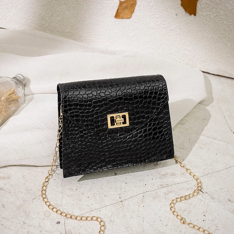 Women's Small Pu Leather Solid Color Basic Classic Style Square Lock Clasp Shoulder Bag Crossbody Bag