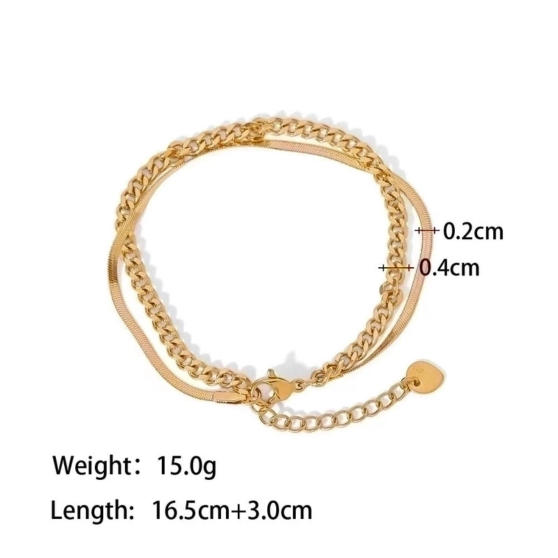 Minimalist Solid Color 304 Stainless Steel 18K Gold Plated Bracelets In Bulk