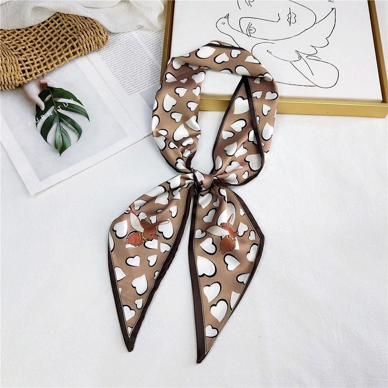 Women's Sweet Polka Dots Heart Shape Butterfly Polyester Satin Printing Silk Scarves