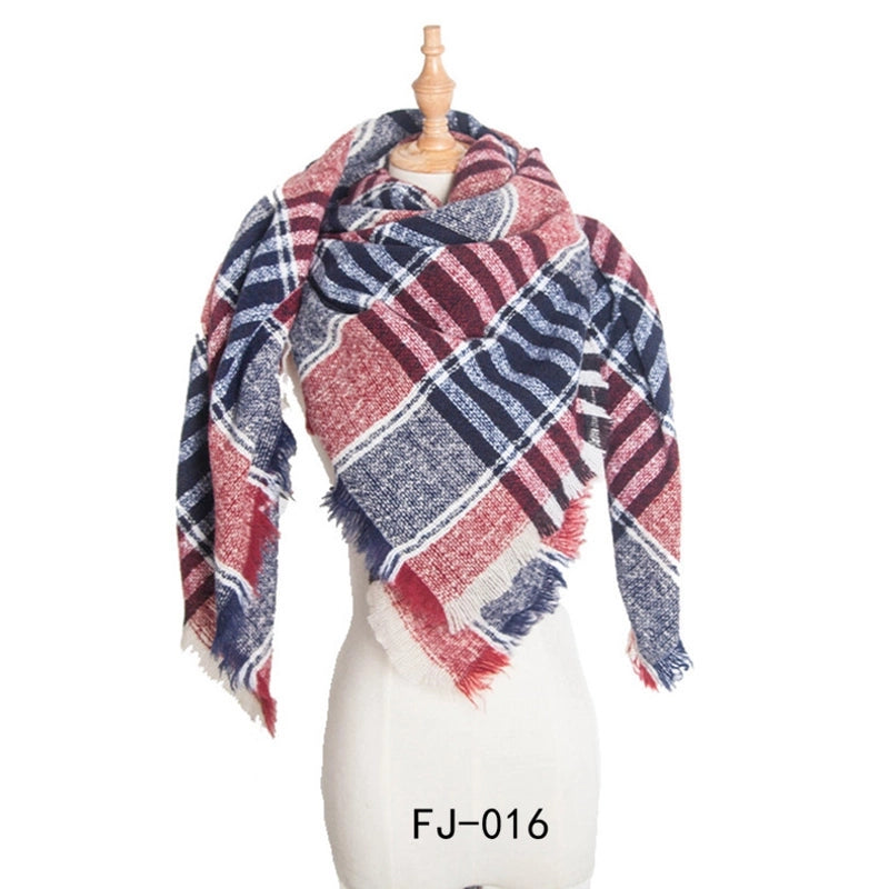 Autumn And Winter New Ring Yarn Thickened Double-sided Lattice Prick Scarf Scarf Women's Scarf Shawl Manufacturers