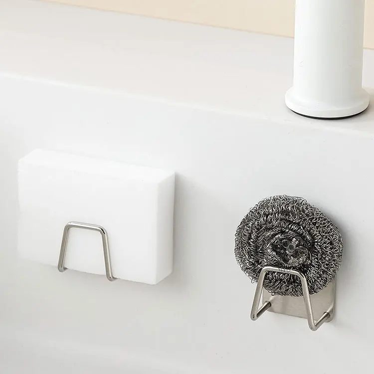 304 stainless steel sponges holder self-adhesive sponge caddy holder for kitchen sink