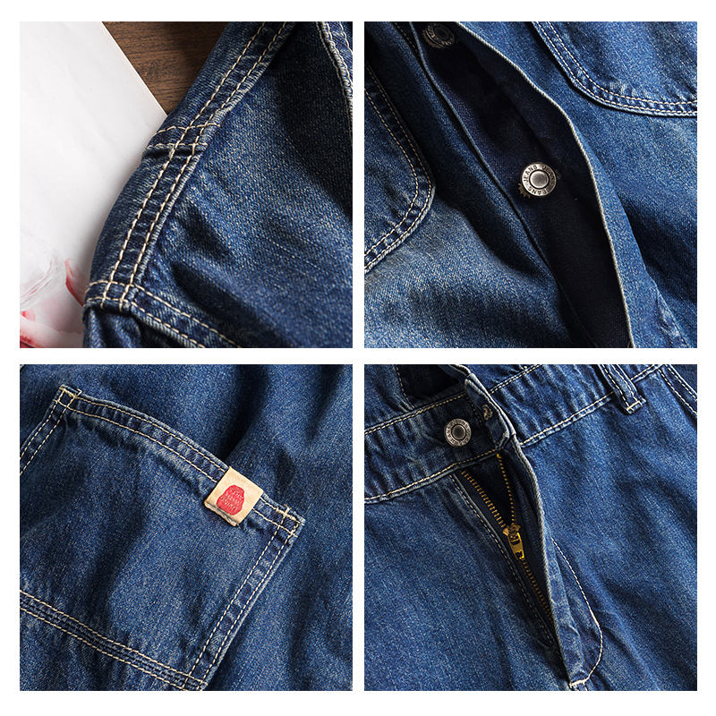 Vintage Blue Denim Set Casual Jumpsuit