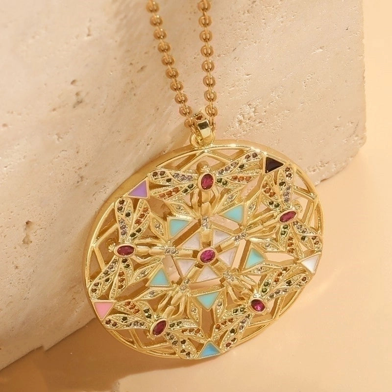304 Stainless Steel Copper Lady Irregular Plating Inlay Insect Artificial Pearls Zircon Pendant Necklace